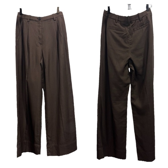 A.L.C. Tommy II Soft Suiting Pants Brown Size 4 Wide Leg Trousers Office NWT - Picture 6 of 14